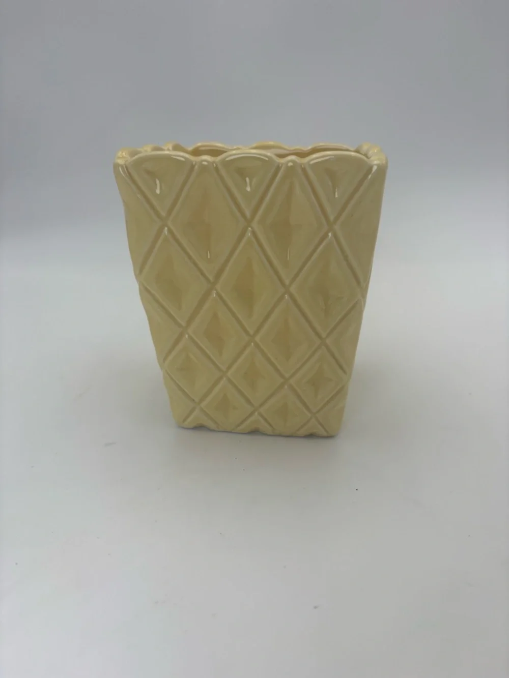 Vintage Textured Ceramic Planter in Yellow - Perfect for Spring and Summer